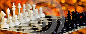 Chess on the chessboard, competition and winning strategy. Chess is a popular ancient Board logic antagonistic game with special