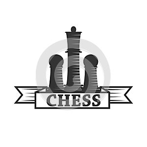 Chess club vector icon template of chessman king and rook or pawn