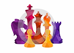 Chess colorful figures pieces tournament game vector illustration