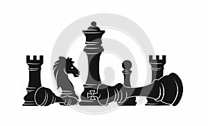 Chess colorful figures pieces tournament game vector illustration