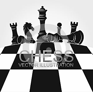 Chess colorful figures pieces tournament game vector illustration sport