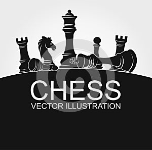 Chess colorful figures pieces tournament game vector illustration sport