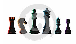 Chess colorful figures pieces tournament game vector illustration sport