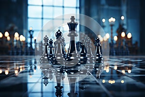 chess competition Concept of Strategy business ideas, chess battle, business strategy concept. AI Generated