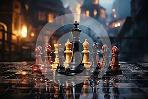 chess competition Concept of Strategy business ideas, chess battle, business strategy concept. AI Generated