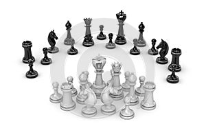 Chess concept - white team under attack
