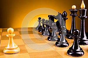 Chess face to face, first step. Copy space for text