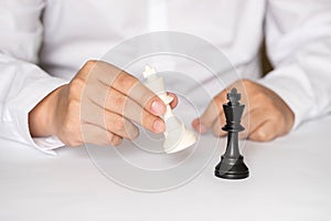 Chess figure, business concept strategy, leadership, team and success