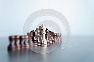 Chess figures on chessboard. concept of business strategy and tactic.