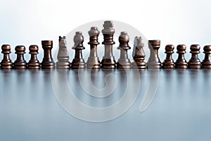 Chess figures on chessboard. concept of business strategy and tactic.