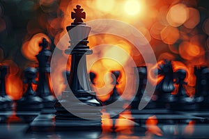 chess game abstract idea A king bravely leading the charge, Generative AI