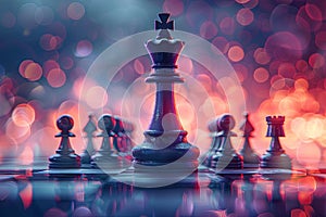 chess game abstract idea A king bravely leading the charge, Generative AI
