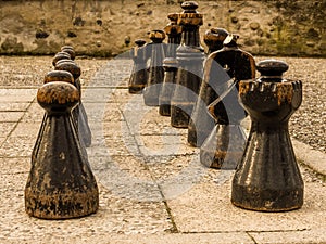 Chess game board and pieces in a park in Zurich Switzerland