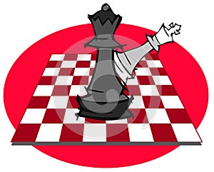 Red Chess Game, Checkmate Cartoon photo