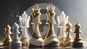 chess game chess board Elegant design and gold color Frosted Style