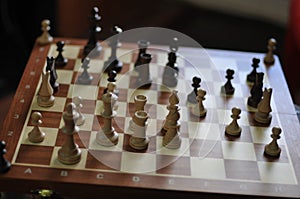 Chess game, chessboard box with figures