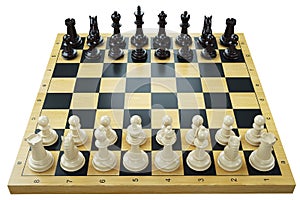Chess game. Chessboard and chess pieces