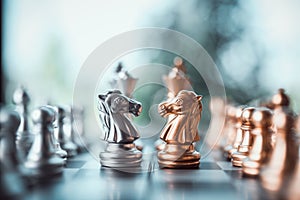 Chess game competition business concept , Business competition concept Fighting and confronting problems