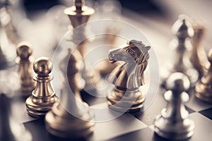 Chess game competition business concept , Business competition concept Fighting and confronting problems, threats from surrounding