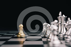 Chess game competition business concept , Business competition concept Fighting and confronting problems, threats from surrounding