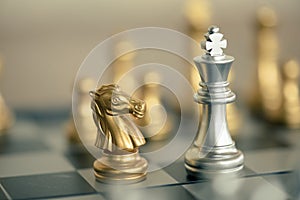 Chess game competition business concept , Fighting and confronting problems, threats from surrounding problems