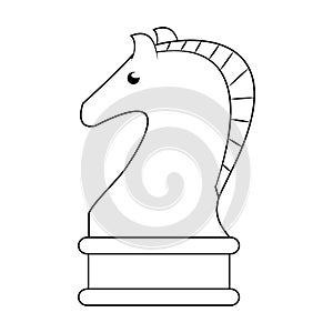 Chess game horse competition cartoon in black and white