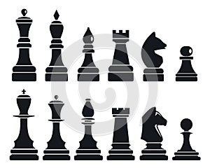 Šachy hra sada skládající se z ikon jednoduchý styl 