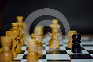 Chess game for ideas and competition and strategy. Photographed on a chessboard