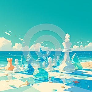 Chess Game Illustration, Chess Board, Checkmate, Creative Design