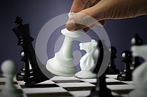 Chess game with King checkmate by Queen