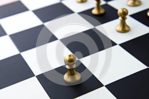 Chess game - pawn alone in front on chessboard