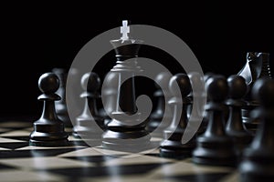 chess game with pieces, strategic business ideas concept, chess battle, business strategy concept. 3D rendering