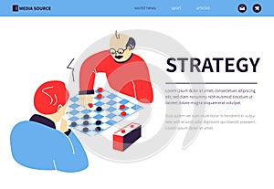 Chess game strategy - colorful flat design style banner