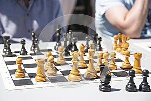 Chess game in a street open competition.