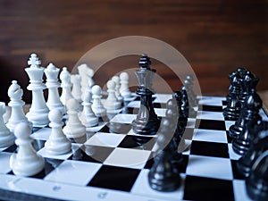 Chess game to demonstrate the business strategy. The competition in the world market. To find out the best solution to get to the