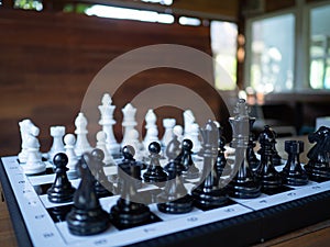 Chess game to demonstrate the business strategy. The competition in the world market. To find out the best solution to get to the
