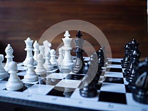 Chess game to demonstrate the business strategy. The competition in the world market. To find out the best solution to get to the