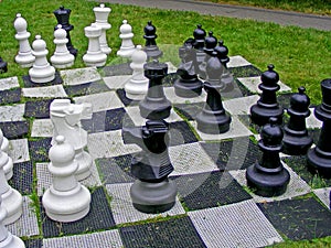 Chess great outdoors on a summer day