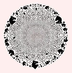 Chess Horse Icon Mosaic Fireworks Spheric Cluster