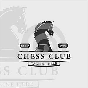 chess and horse logo vintage vector illustration template icon graphic design. knight retro sign or symbol for chess tournament or