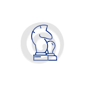 Chess horse, pawn line icon concept. Chess horse, pawn flat  vector symbol, sign, outline illustration.