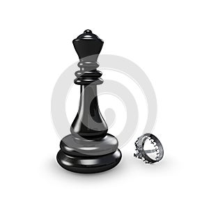 Chess king without crown. Defeat failure concept.