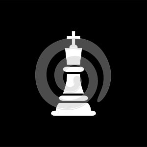 Chess King Icon On Black Background. Black Flat Style Vector Illustration