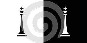 Chess king icon Flat vector set outline