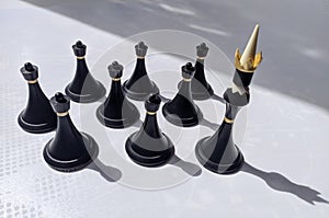 chess king with pawns