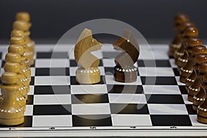 Chess knight confrontation head to head