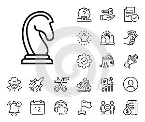 Chess Knight line icon. Marketing strategy. Salaryman, gender equality and alert bell. Vector