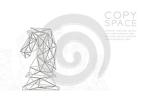 Chess Knight wireframe Polygon silver frame structure, Business strategy concept design illustration