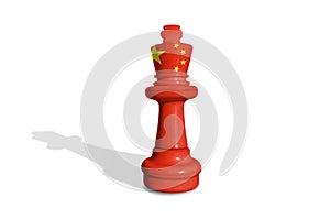 Chess made from China flag and isolated on a white background