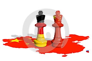 Chess made from China and Germany flag